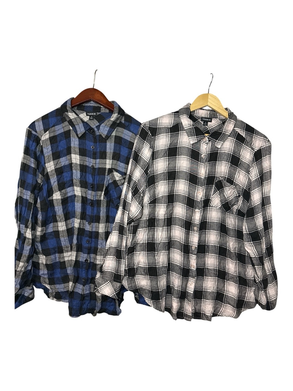 TORRID Plaid Flannel Western Button Up Shirts LOT OF 2 Size 1X Relaxed Fit